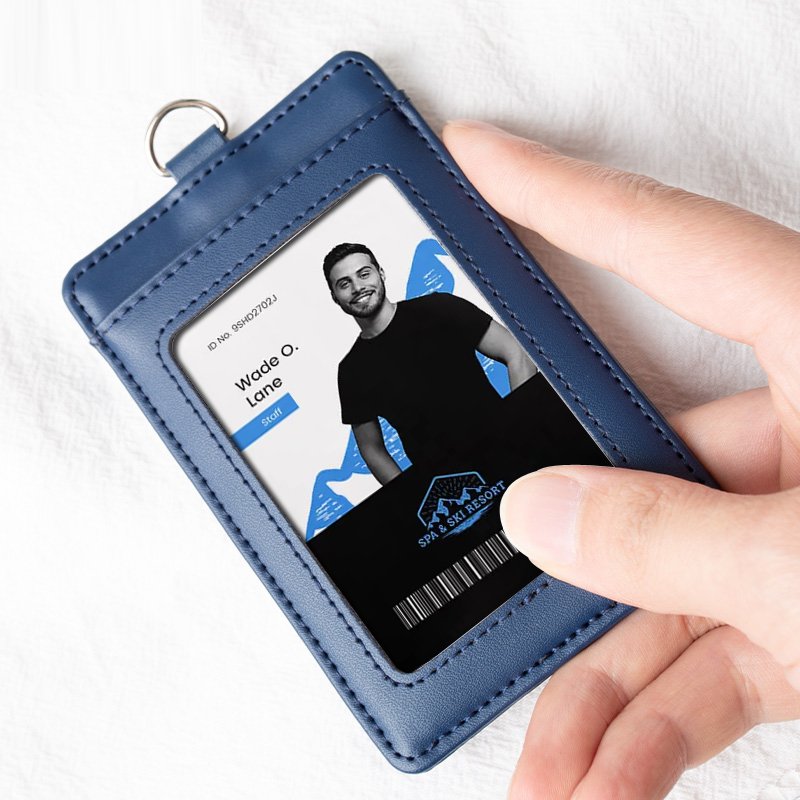 Work Permit Id Holder Factory Badge Chest Cowhide Work Tag Hanging Rope Card Holder Oem Customized