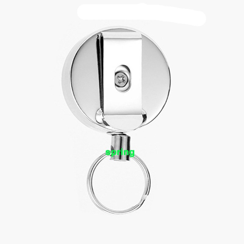 Stainless Steel Round Pass ID Card Badge Holder Reel Pull Key Name Tag Card Holders Recoil Reels Metal Retractable Badge Holder