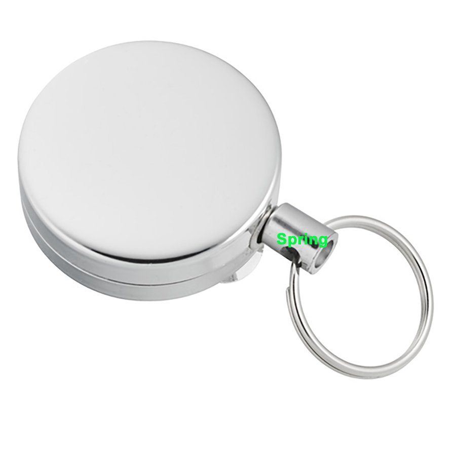 Stainless Steel Round Pass ID Card Badge Holder Reel Pull Key Name Tag Card Holders Recoil Reels Metal Retractable Badge Holder
