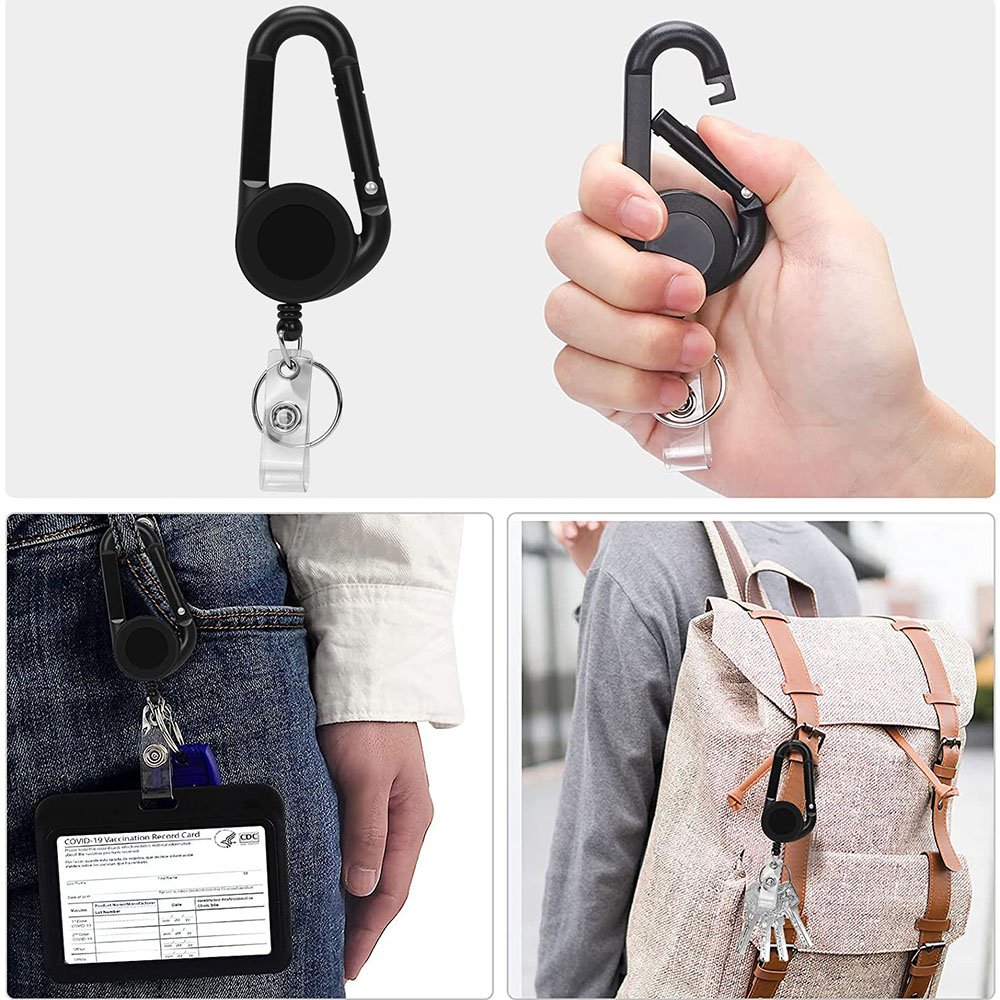 Transparent Mountaineering Buckle Clip Keychain Simple ABS Plastic Easy Pull Heavy Duty Retractable Badge Holders Key Carabiner