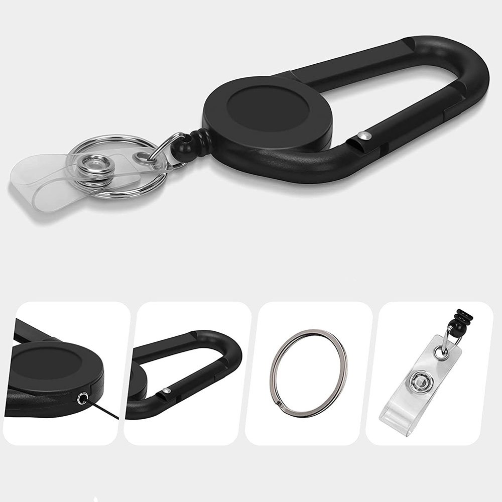 Transparent Mountaineering Buckle Clip Keychain Simple ABS Plastic Easy Pull Heavy Duty Retractable Badge Holders Key Carabiner