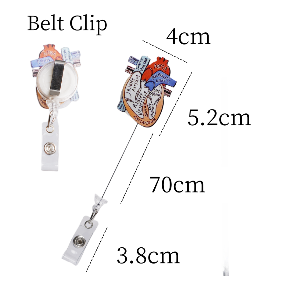 Factory Acrylic Medical Retractable Heart Nurse Badge Reel Clip Doctor Accessories Wholesale Id Card Holder for Work