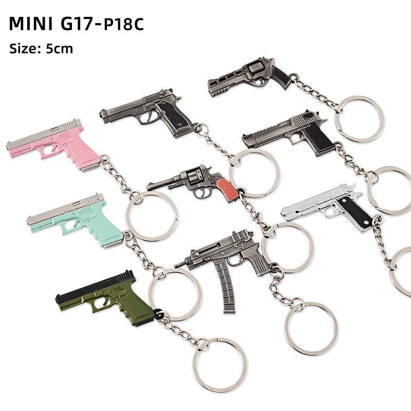 Mini P92 G17 3d Gun Model Keychain 5cm Metal Key Holder For Souvenir