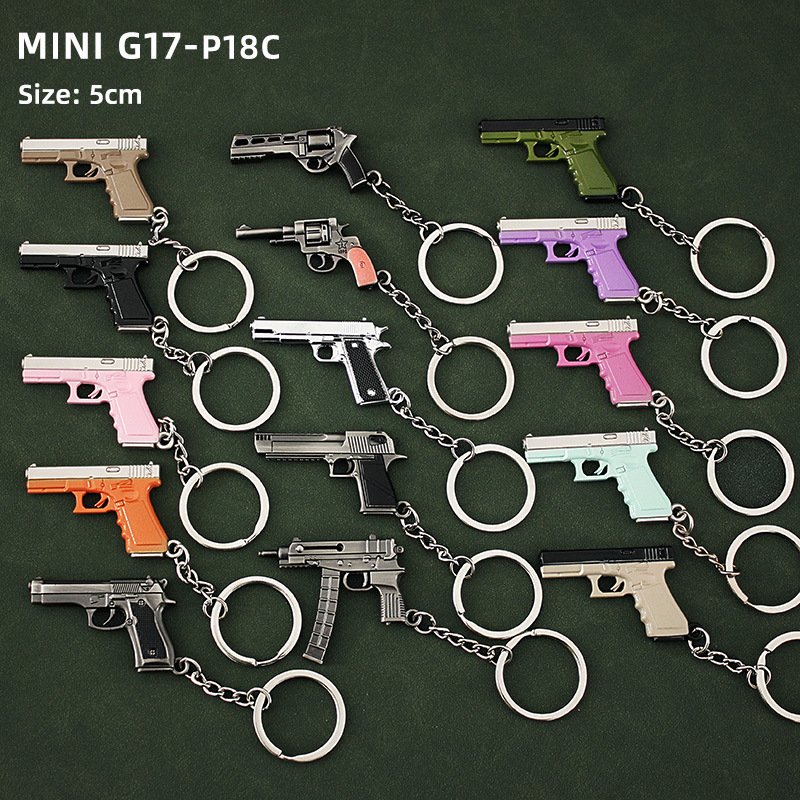 Mini P92 G17 3d Gun Model Keychain 5cm Metal Key Holder For Souvenir