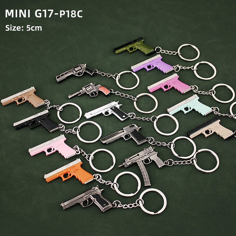 Mini P92 G17 3d Gun Model Keychain 5cm Metal Key Holder For Souvenir
