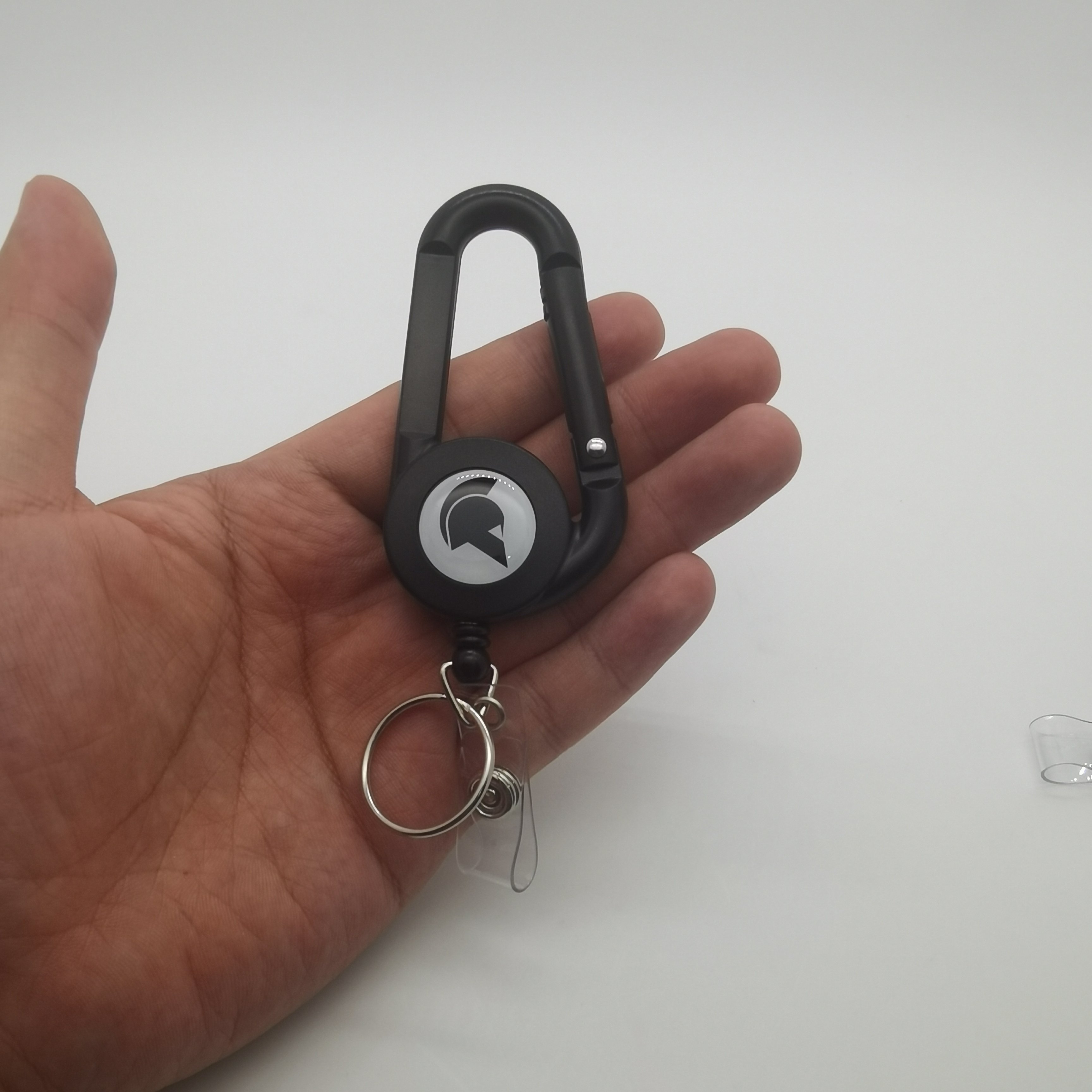 Multipurpose Retractable Keychain with Lighter Cover Carabiner back clip easy pull plastic ABS badge reel buckle