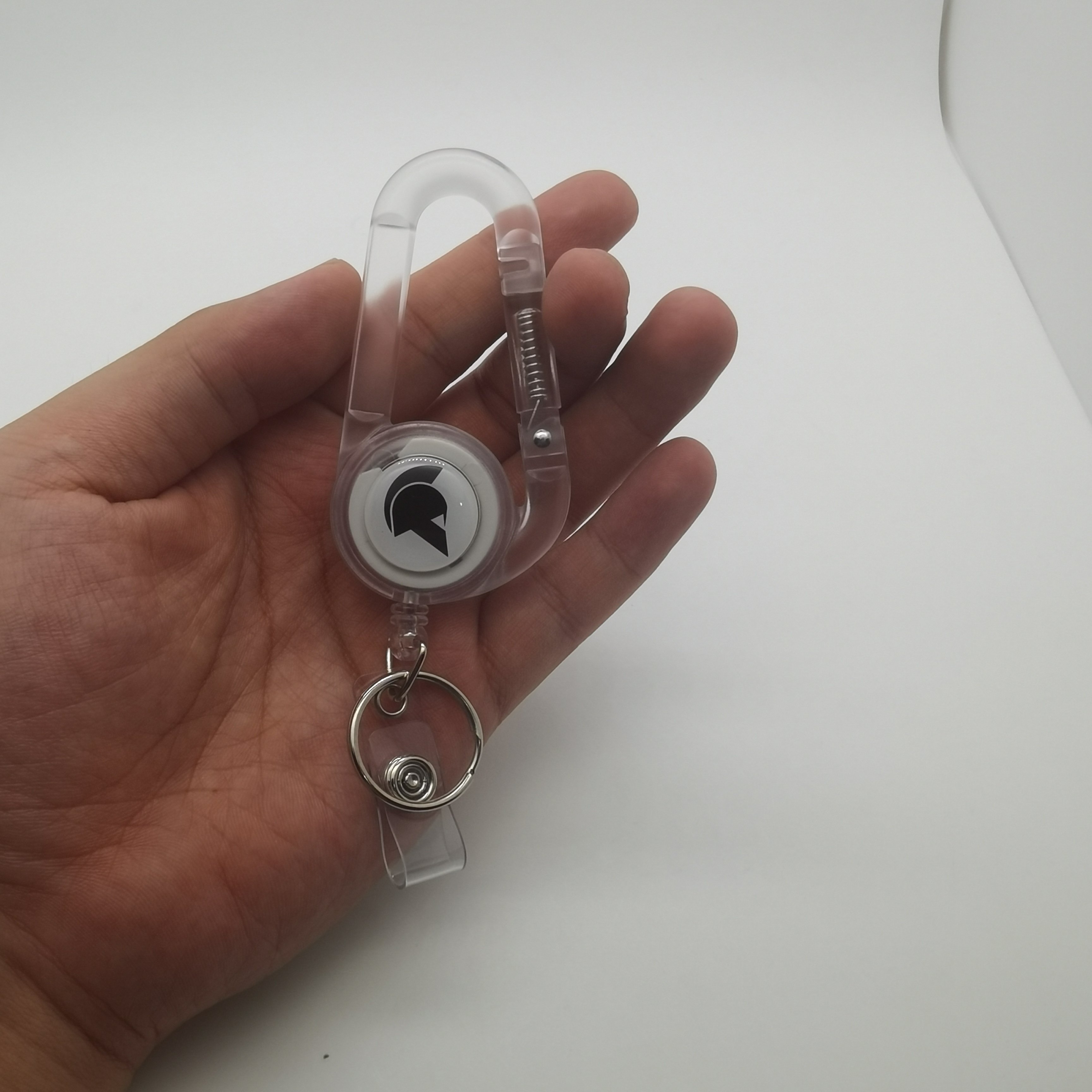 Multipurpose Retractable Keychain with Lighter Cover Carabiner back clip easy pull plastic ABS badge reel buckle