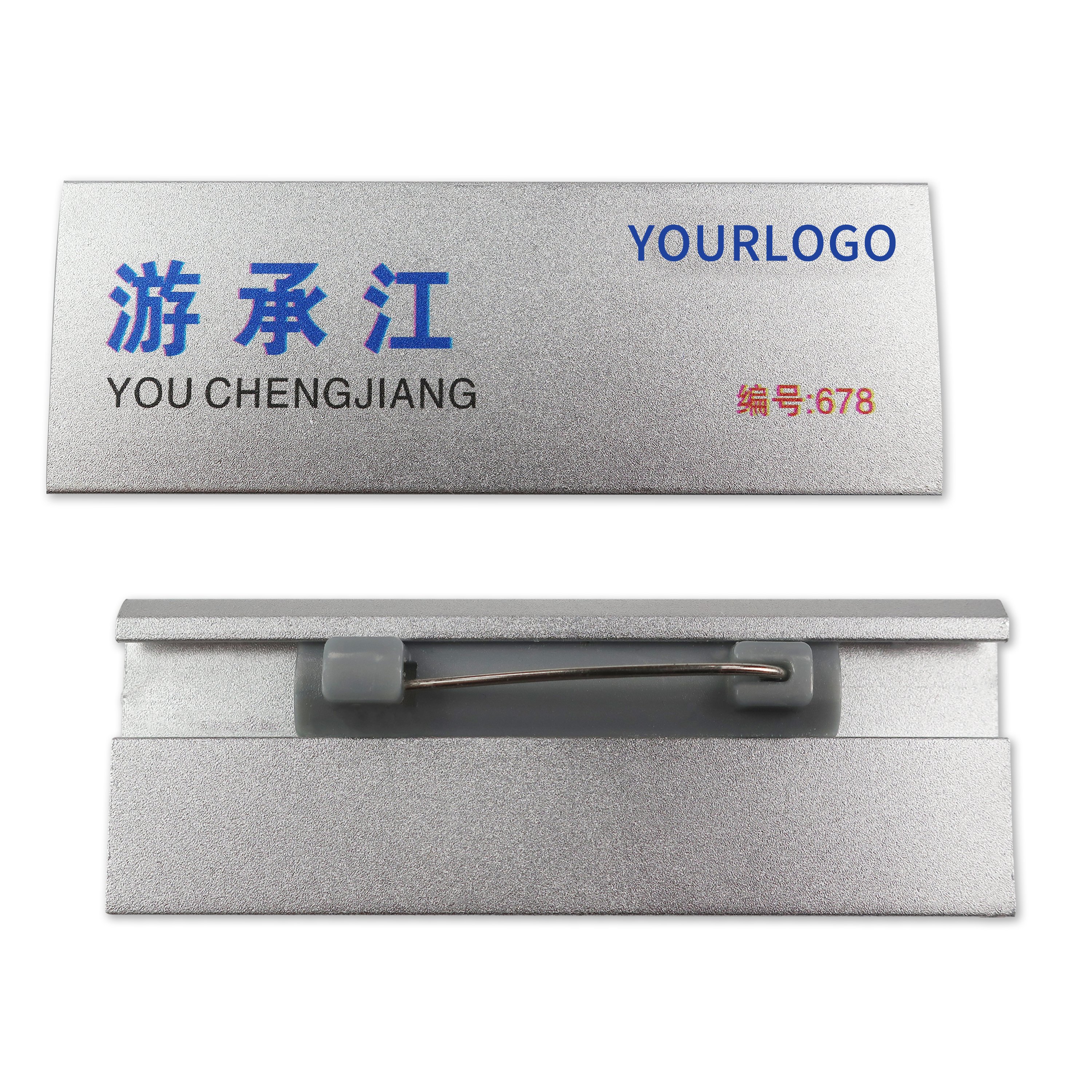 Wholesale cheap price metal logo magnet name tag badge holders for clothing