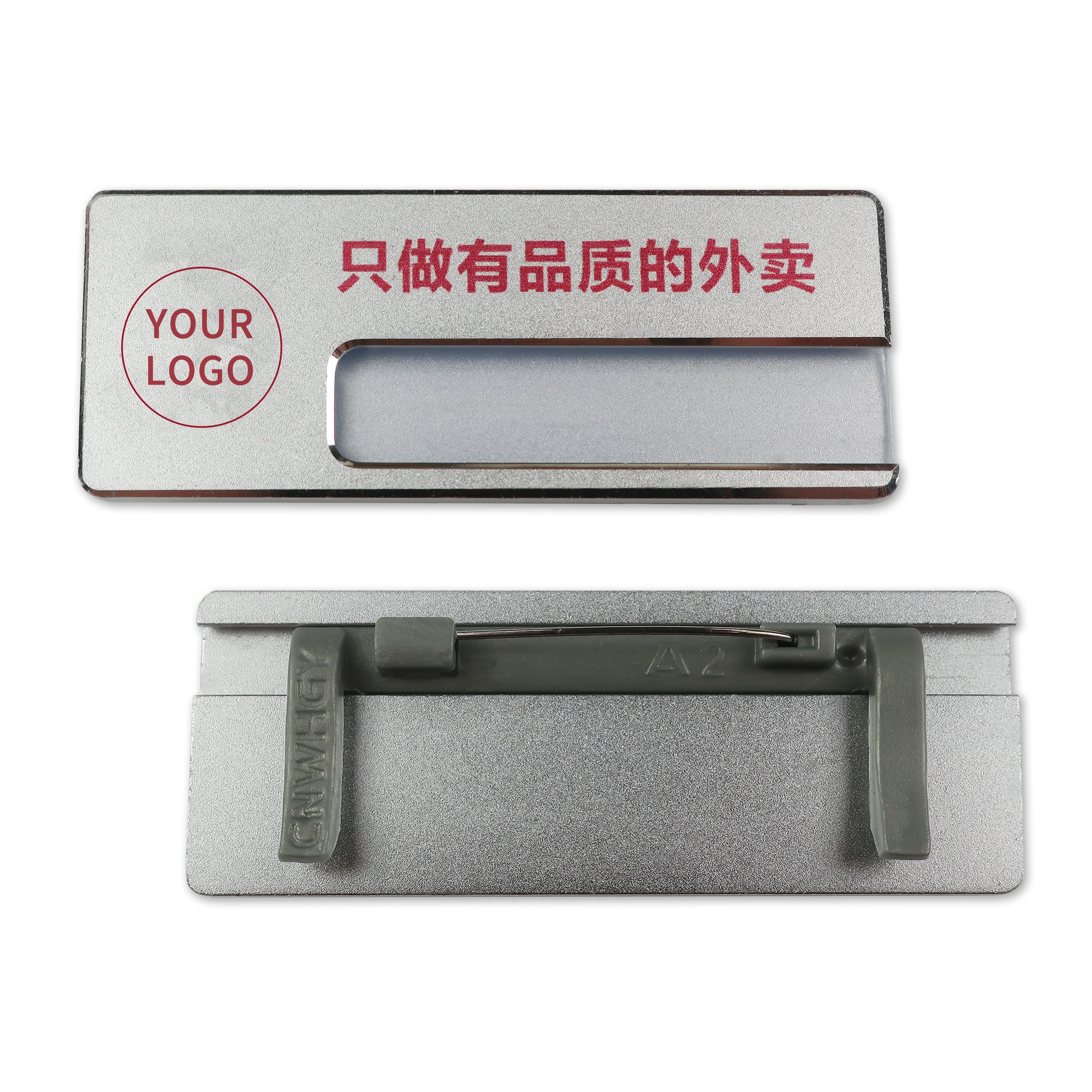 Wholesale cheap price metal logo magnet name tag badge holders for clothing