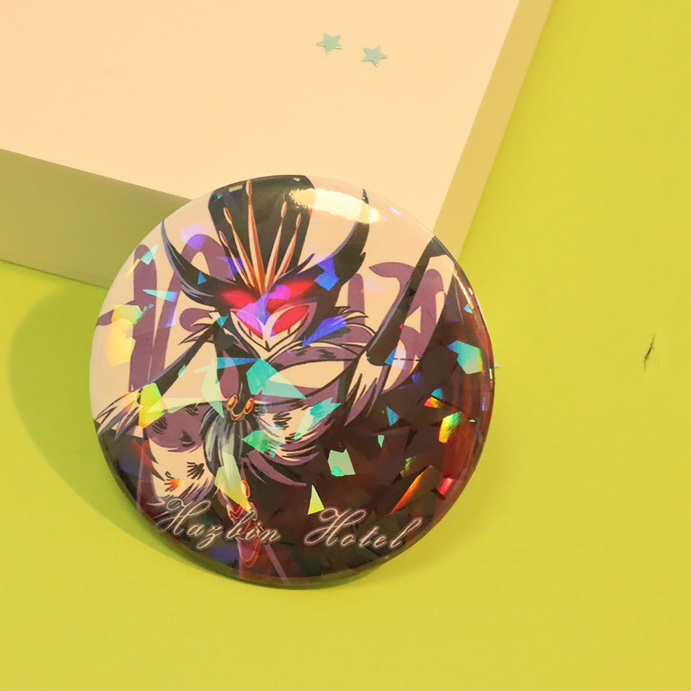 Vigreat Custom Anime Hazbin Hotel Figure Circle Tin Pin Metal Tinplate Round Button Badge Anime Button Pin Badge Holder