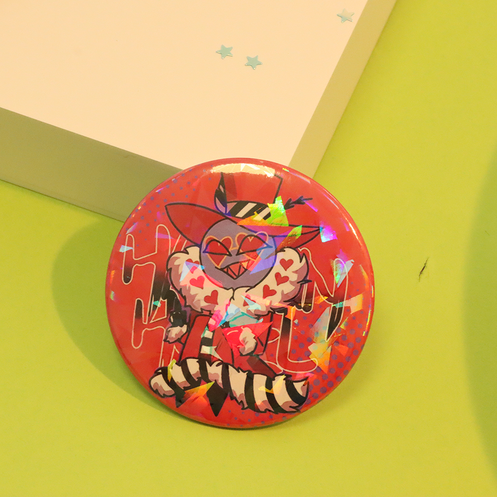 Vigreat Custom Anime Hazbin Hotel Figure Circle Tin Pin Metal Tinplate Round Button Badge Anime Button Pin Badge Holder