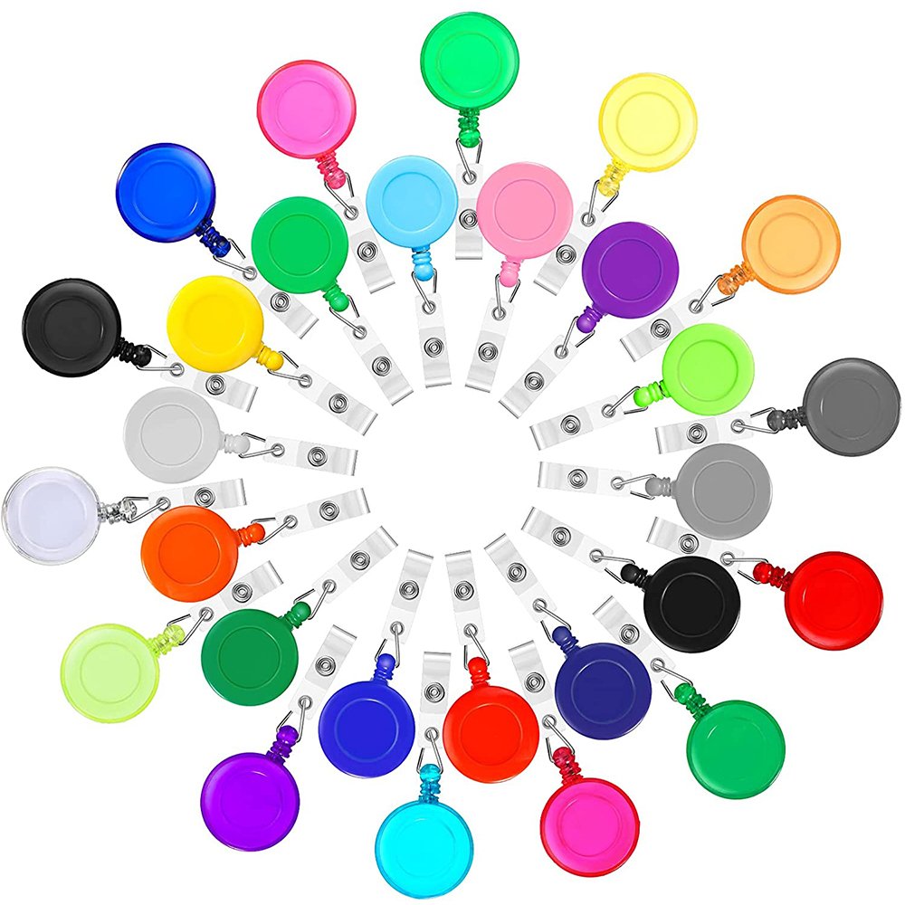Custom LOGO Plastic round shape ID Card Holder Working Medical Badge Holder Porte Badge Shiny Nurse glitter Badge Reel