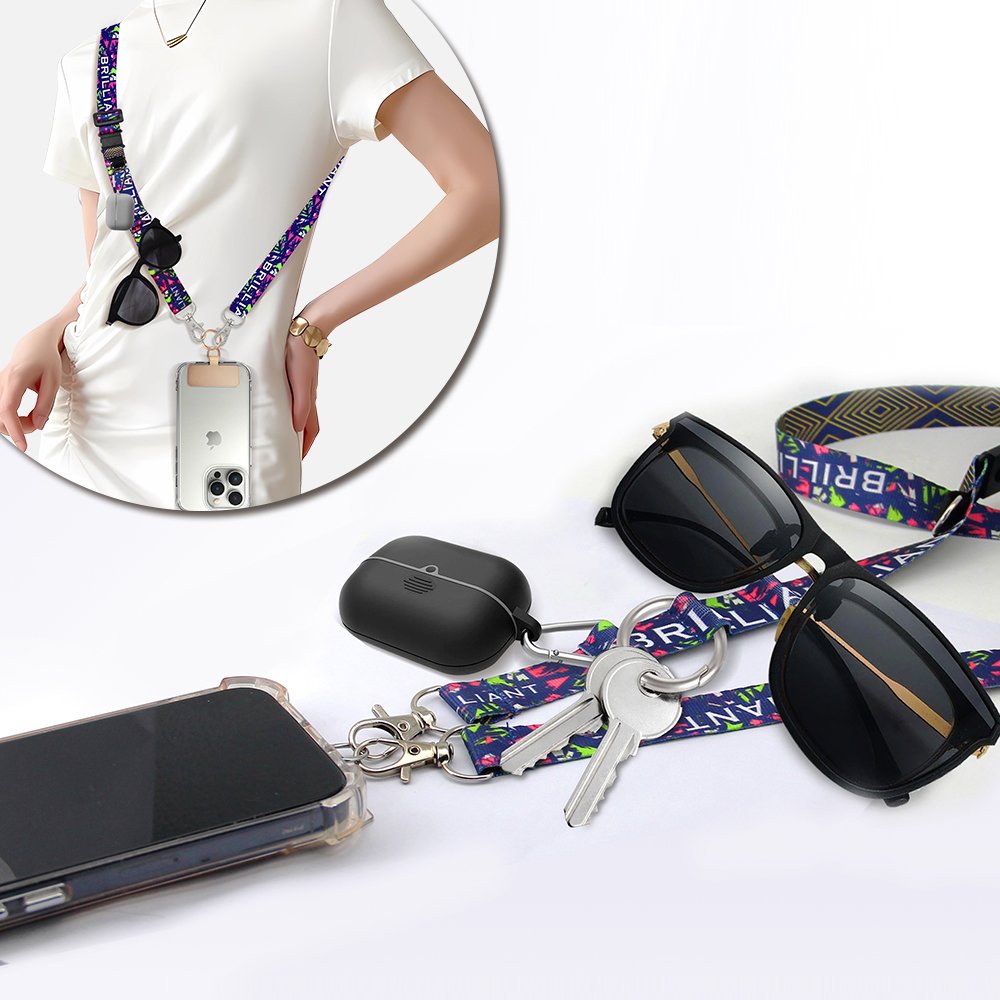Free Sample Adjustable Multi Functional Custom Printed Sublimation Neck Lanyards Crossbody Nylon Phone Strap