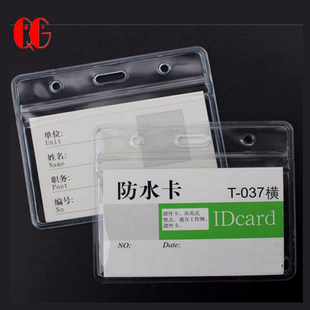 Soft Transparent Plastic Horizontal Style Exhibition Office Badge Name Card Holders School Credit Card ID Card Tag Holder