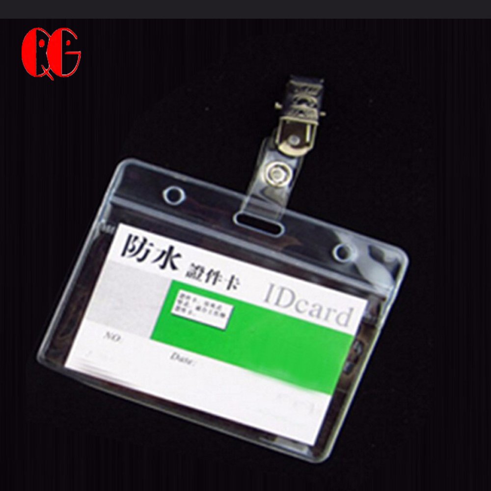 Soft Transparent Plastic Horizontal Style Exhibition Office Badge Name Card Holders School Credit Card ID Card Tag Holder