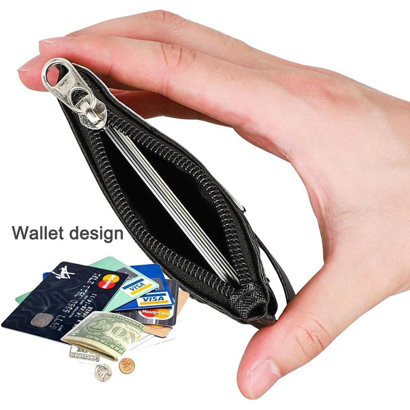 2-Sided 5 Card Slots Zippered Pocket Keychain Lanyard Cartoon Alligator PU Leather ID Card Wallet ID Badge Holder
