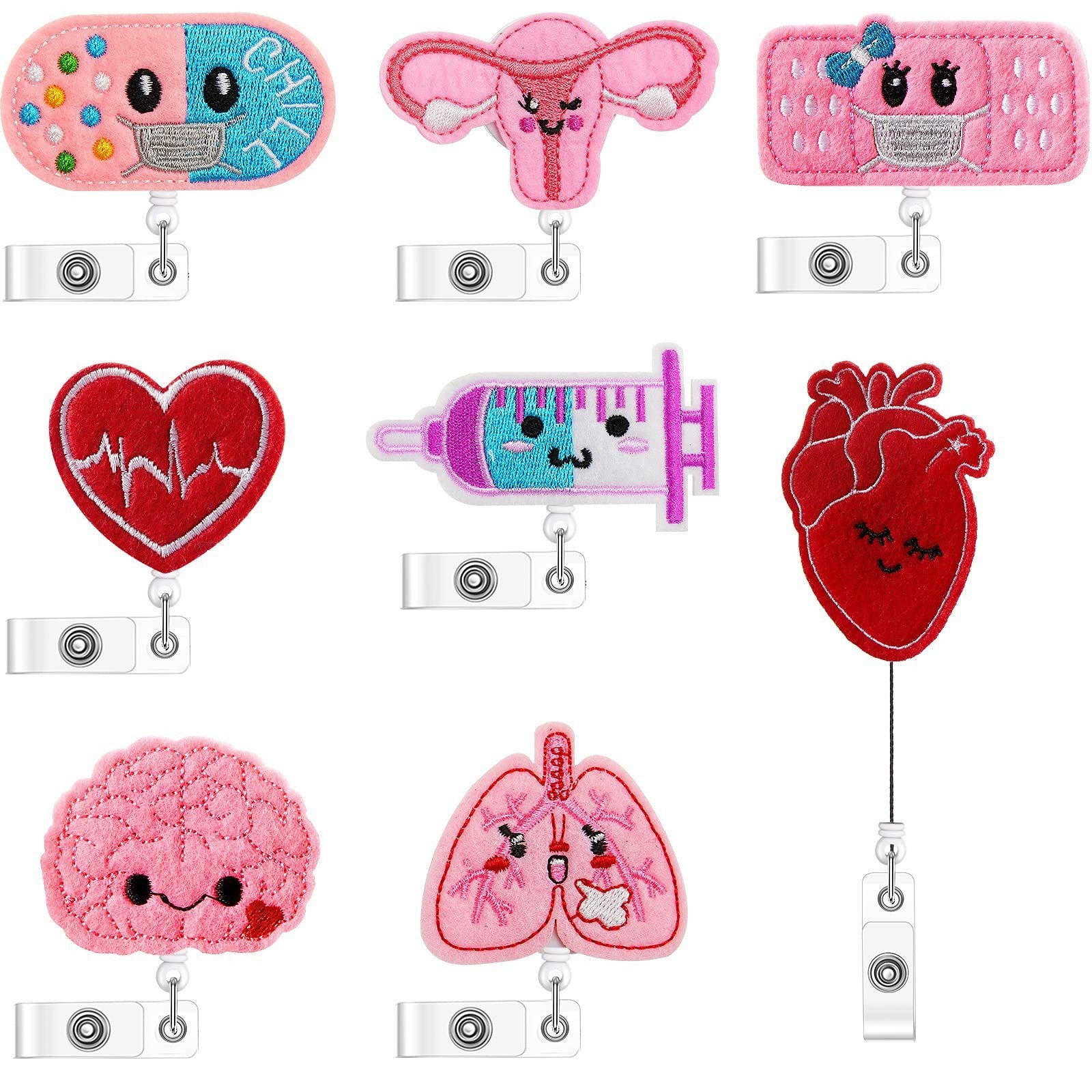 Cute Promotional Gift Nurse Badge Reels Felt Retractable Nursing Name Badge Holder Practical ID Holder Gift for Nurses Students