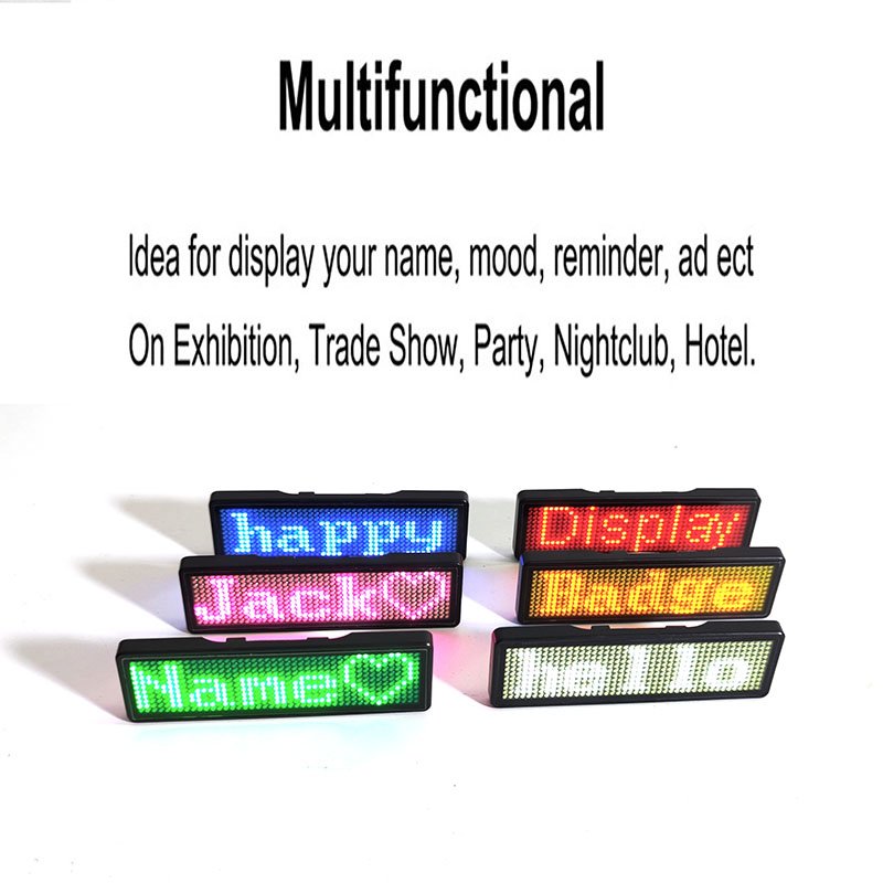 Reusable magnet name tag programmable text single color led display insignia bright digital name badge