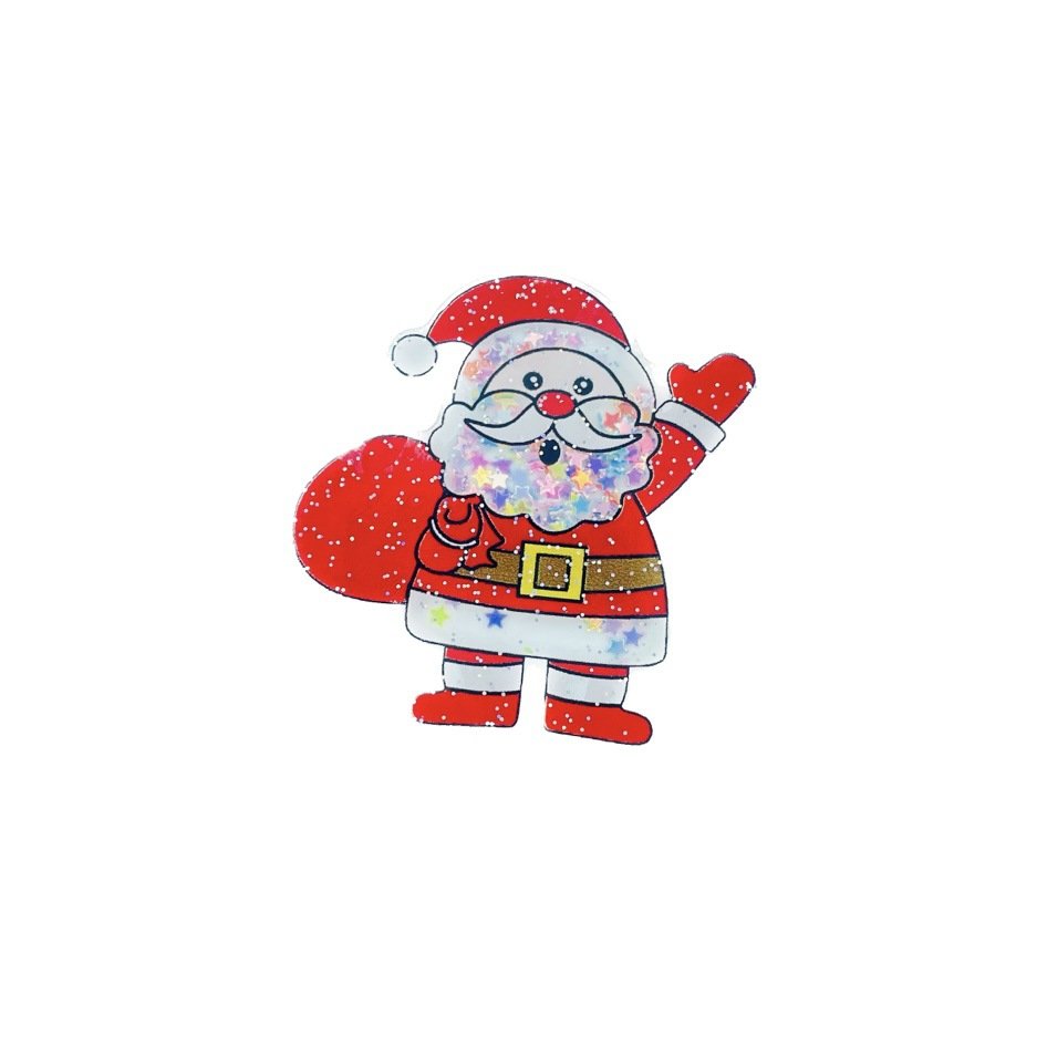 School Office Retractable Acrylic Christmas Tree Socks Snowman Glitter Acrylic Badge Charm Decoration With Badge Holder