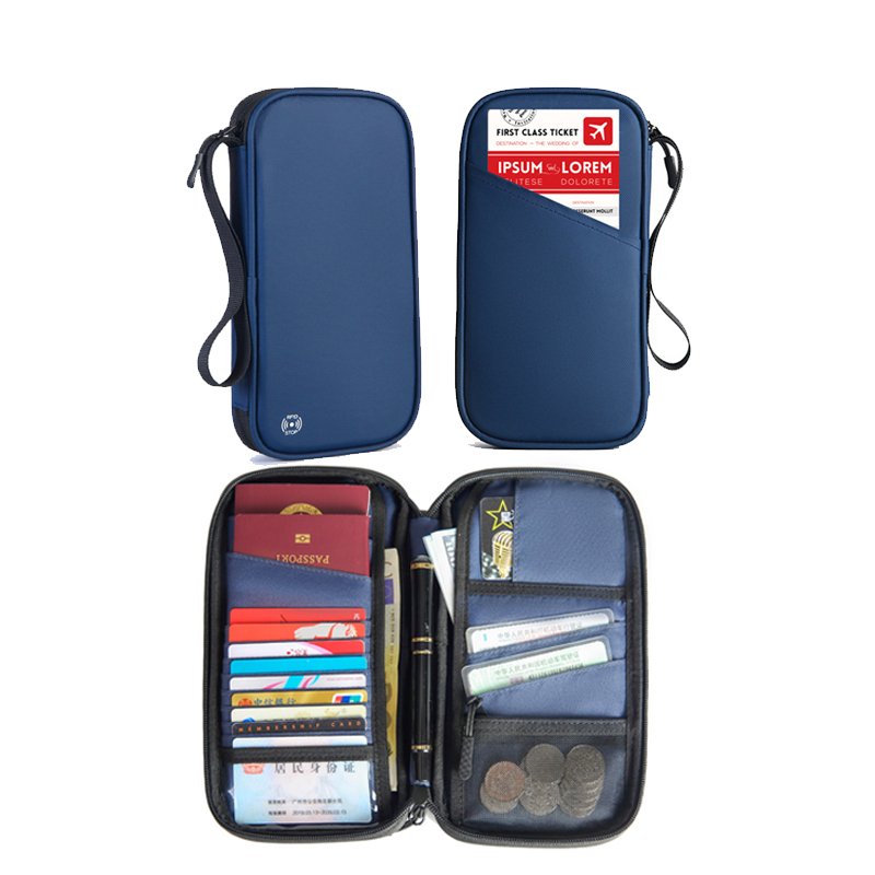 Blue Holder Wallet Id Leather Credit & Note Magnetic Metal Lanyard Badge Rfid Card Holder Phone Keychain Card Holders