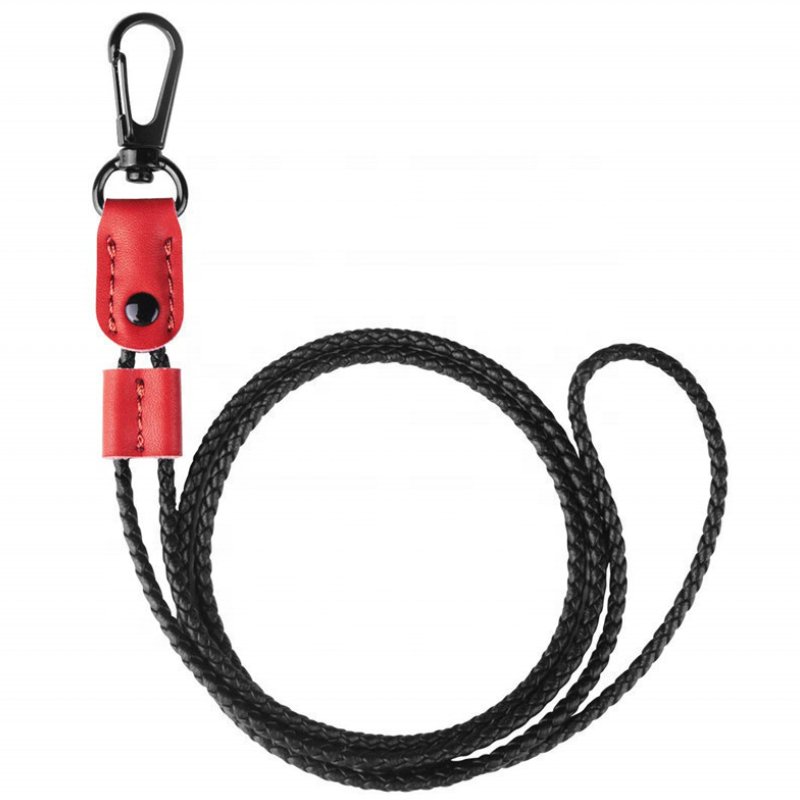 Custom Fashion Neck Leather Lanyard Adjustable Length Long Badge Lanyards for ID Card Badges Holder Keys