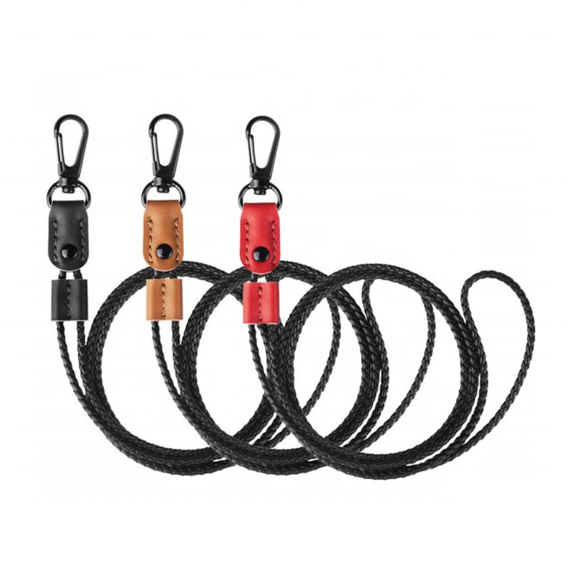 Custom Fashion Neck Leather Lanyard Adjustable Length Long Badge Lanyards for ID Card Badges Holder Keys