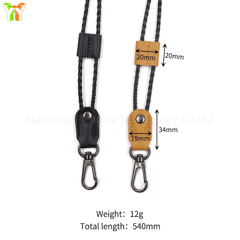 Custom Fashion Neck Leather Lanyard Adjustable Length Long Badge Lanyards for ID Card Badges Holder Keys