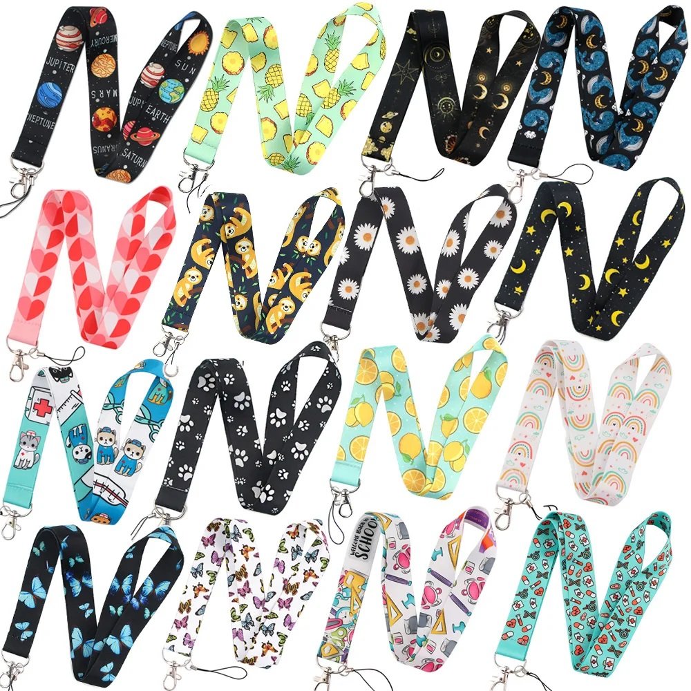 Custom Lanyard With id Card Badge Holder Nylon Anime Cell Phone Lanyard Keychain Printed Polyester Lanyards With Logo Custom