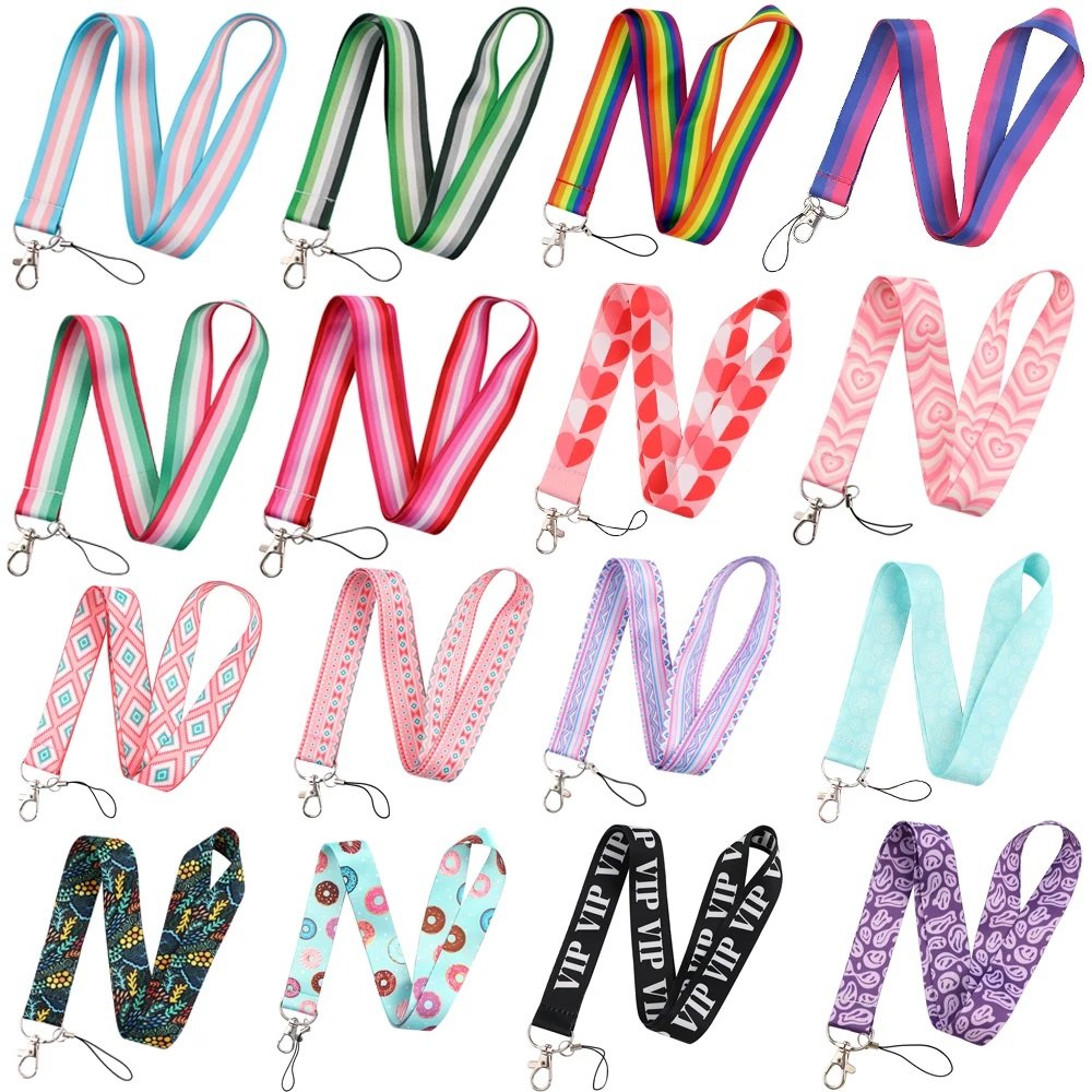 Custom Lanyard With id Card Badge Holder Nylon Anime Cell Phone Lanyard Keychain Printed Polyester Lanyards With Logo Custom