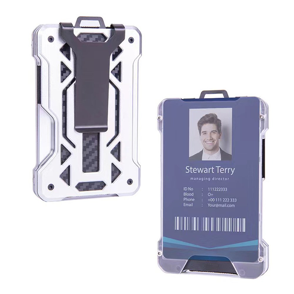 AMZN Hot Sale Slim Minimalist Anti RFID Blocking Card holder Wallet Carbon Fiber Metal Aluminum Money Clip for Men Women