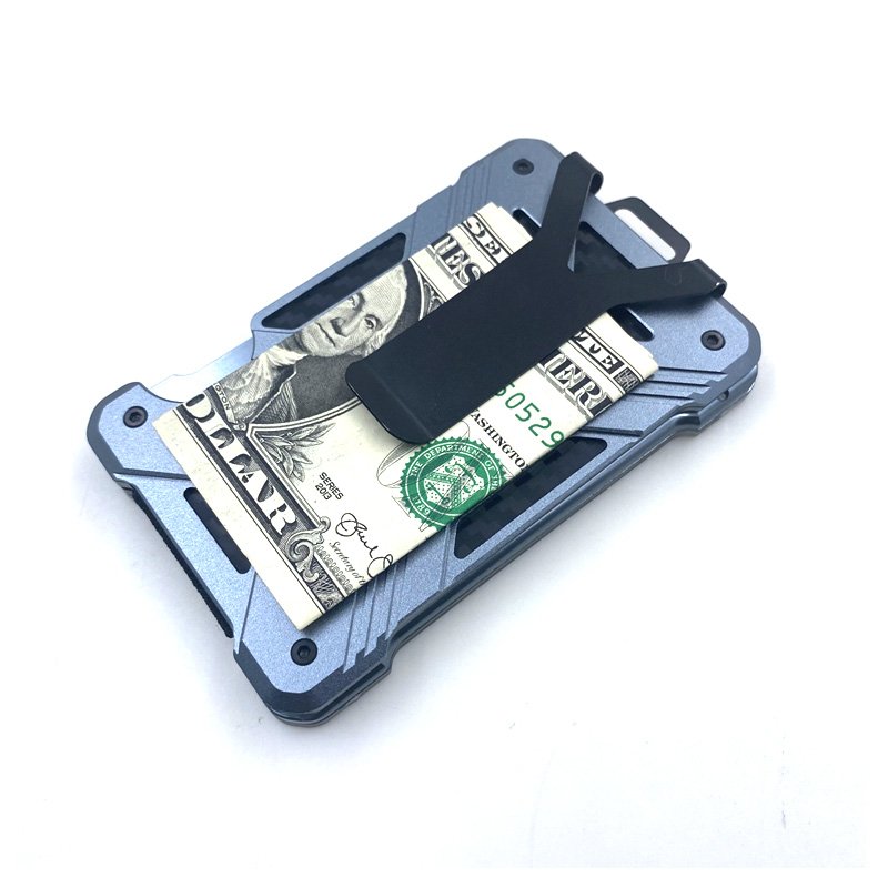 AMZN Hot Sale Slim Minimalist Anti RFID Blocking Card holder Wallet Carbon Fiber Metal Aluminum Money Clip for Men Women