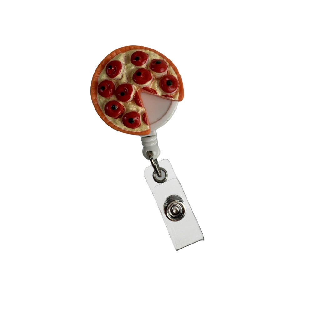 Bestom Customized Apple Pie Tart Tomato Cheese Pizza Badge Retractable ID Reel Identity Card Holder for Nurse Baker