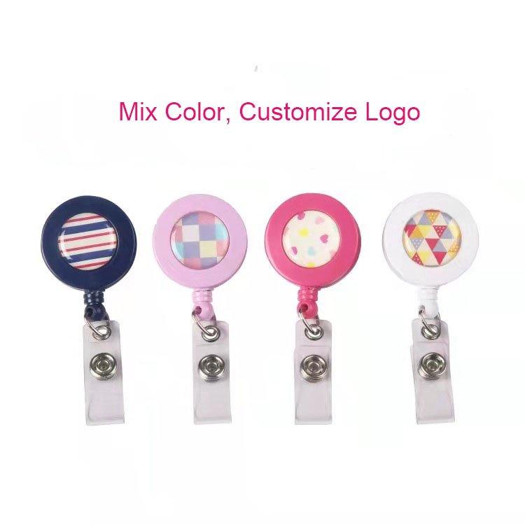 Wholesale Round Shape Yoyo Key Holder Sublimation Retractable Badge Reel With Metal Alligator Clip