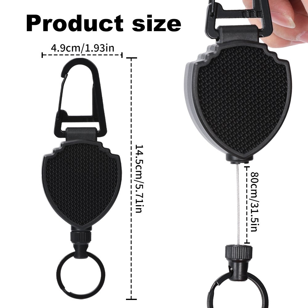 Multifunctional High Stretch Easy To Pull D Hook Stainless Steel Heavy Duty Metal Id Reractable Badge Holder With Carabine Reel