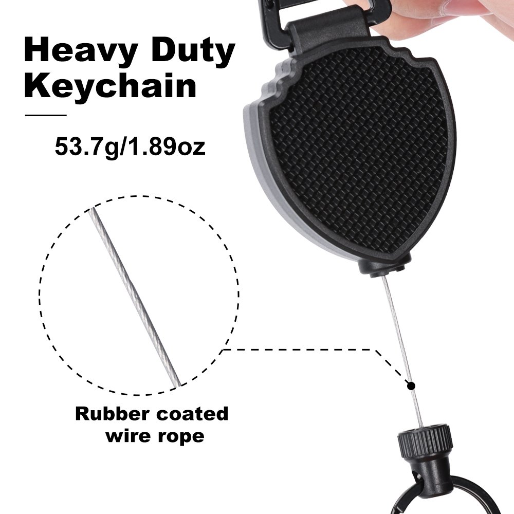 Multifunctional High Stretch Easy To Pull D Hook Stainless Steel Heavy Duty Metal Id Reractable Badge Holder With Carabine Reel