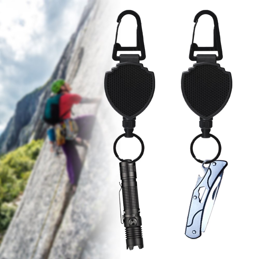 Multifunctional High Stretch Easy To Pull D Hook Stainless Steel Heavy Duty Metal Id Reractable Badge Holder With Carabine Reel