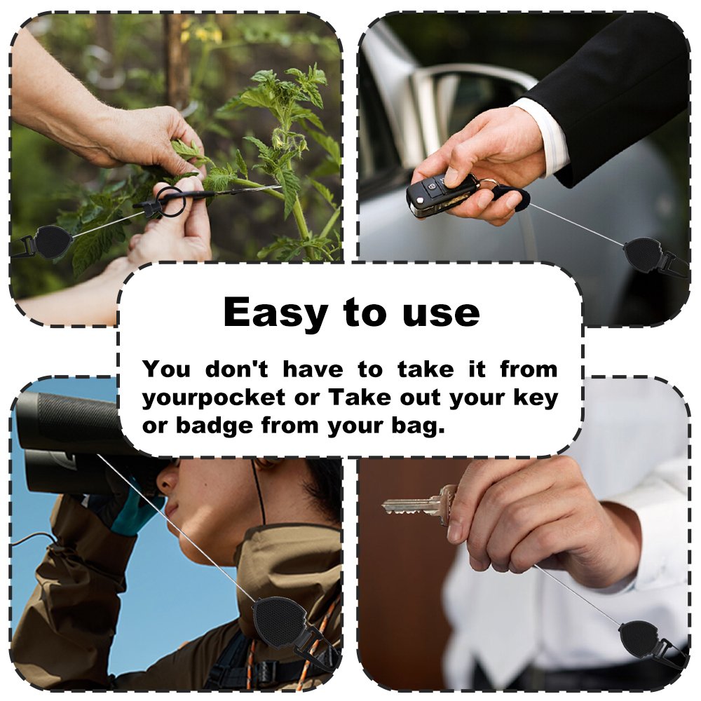Multifunctional High Stretch Easy To Pull D Hook Stainless Steel Heavy Duty Metal Id Reractable Badge Holder With Carabine Reel