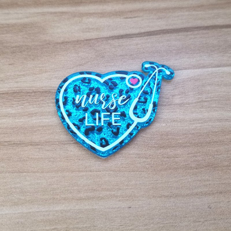 Custom glitter flatback Geometry Acrylic Patch Cute Nurse Badge Simple Multi-Functional Acrylic Badge no Badge Reel holder