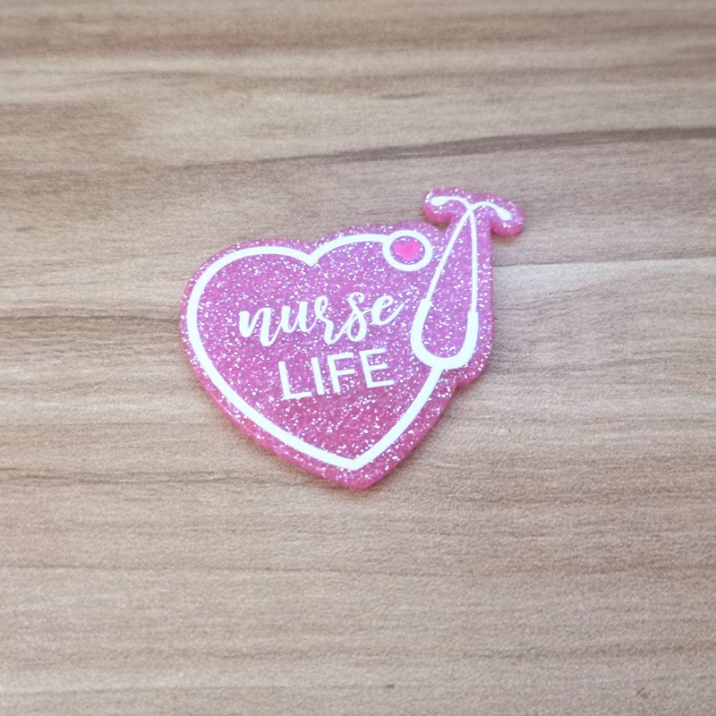 Custom glitter flatback Geometry Acrylic Patch Cute Nurse Badge Simple Multi-Functional Acrylic Badge no Badge Reel holder