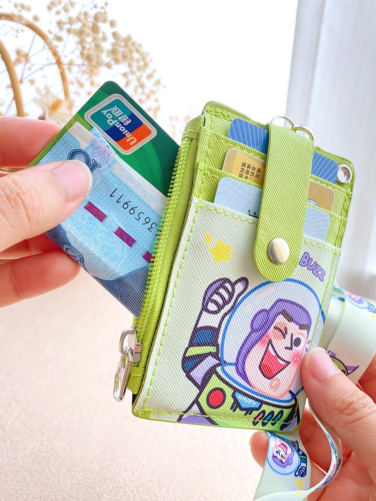 Stitches work id card holder lanyard cute leather id badge holder lanyard with coin wallet