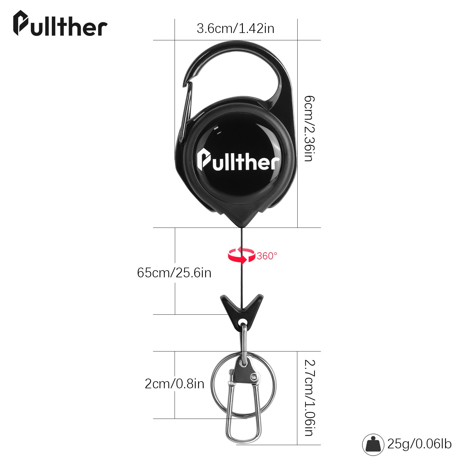 Pullther Flying Fishing Tool Keychain Horseshoe Buckle Easy Pull Retractable Badge Reel Keychain Retractor