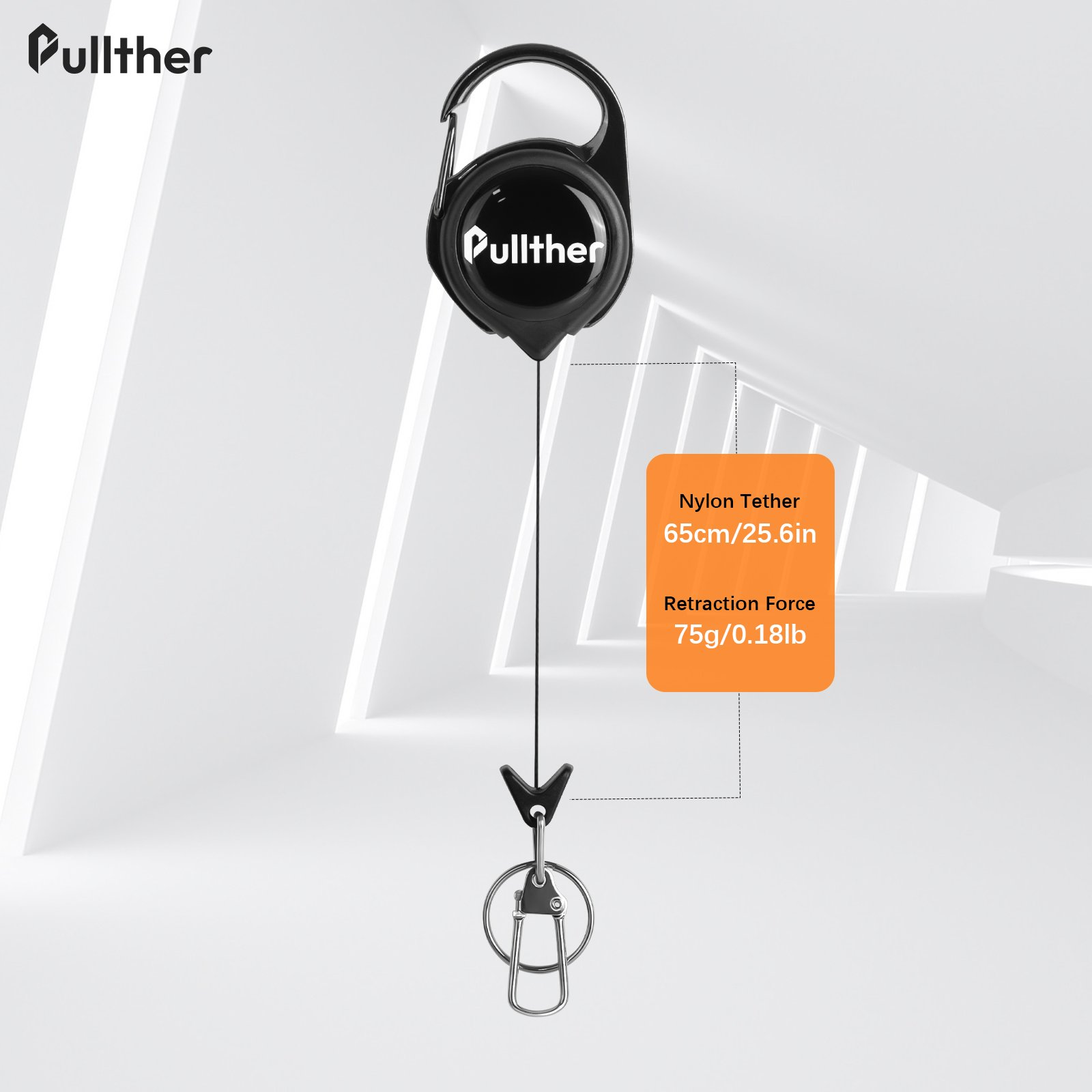 Pullther Flying Fishing Tool Keychain Horseshoe Buckle Easy Pull Retractable Badge Reel Keychain Retractor