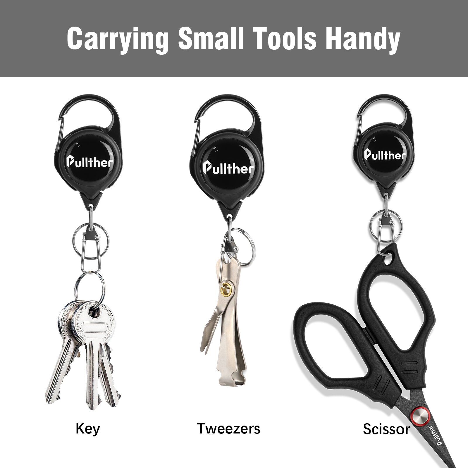 Pullther Flying Fishing Tool Keychain Horseshoe Buckle Easy Pull Retractable Badge Reel Keychain Retractor