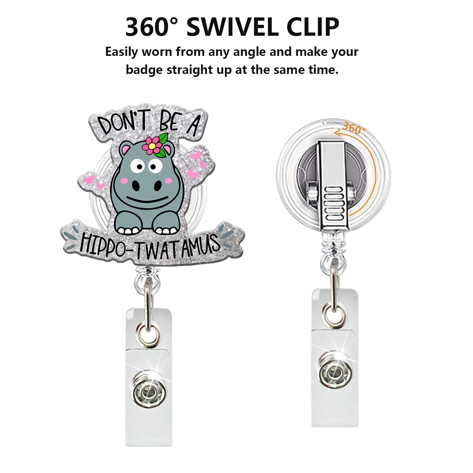 New design Animal Dinosaur Turtle Sloth Badge Holder Plastic Acrylic Glitter Nurse Accessories Badge Reel Wholesale Supplier