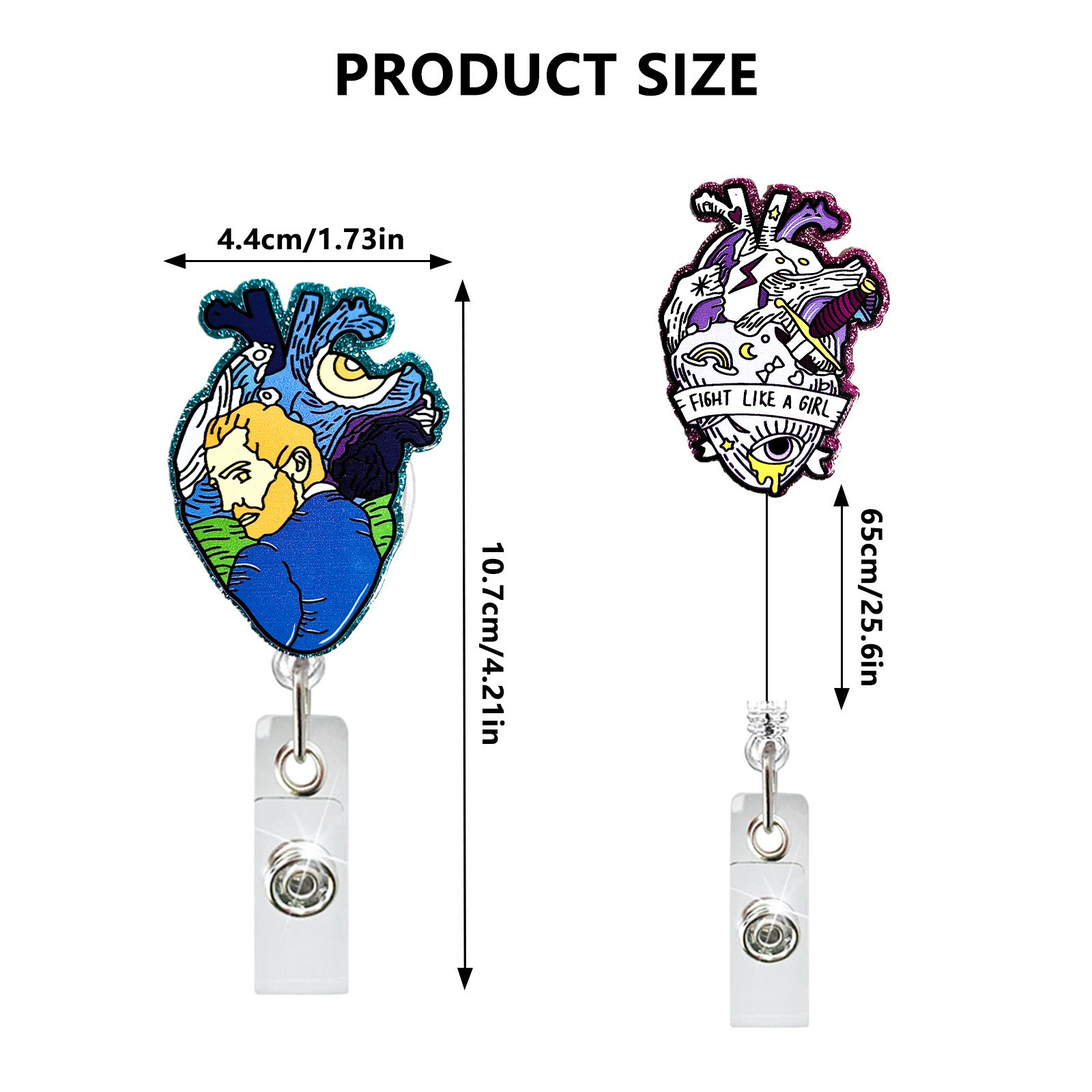 New Fashion Acrylic Heart Glitter Nurse Accessories ID Name Card Holder Retractable badge reel holder for Nursing Doctor