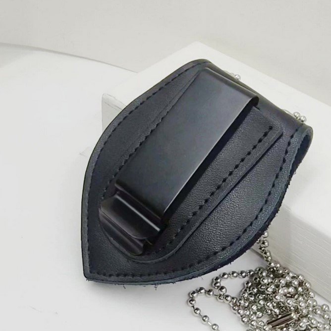 Creative Gift Black Police Badge Leather Case Student ID Leather Badge Holder Accepted OEM Custom Metal Logo