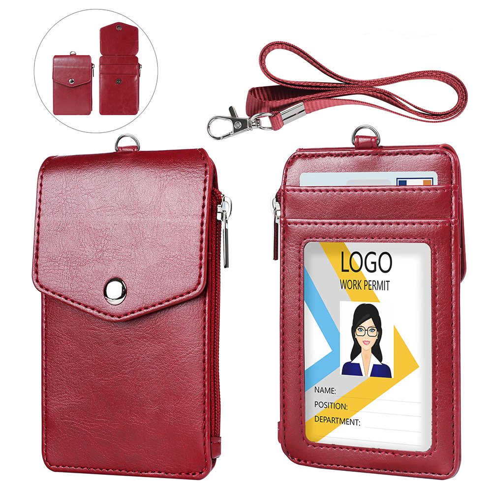 Personalized Customizing Name Tag Id Badge Holder Wallet Employee Leather Id Card Holder