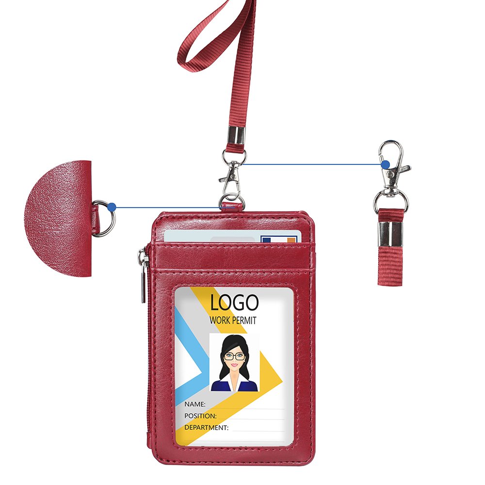Personalized Customizing Name Tag Id Badge Holder Wallet Employee Leather Id Card Holder