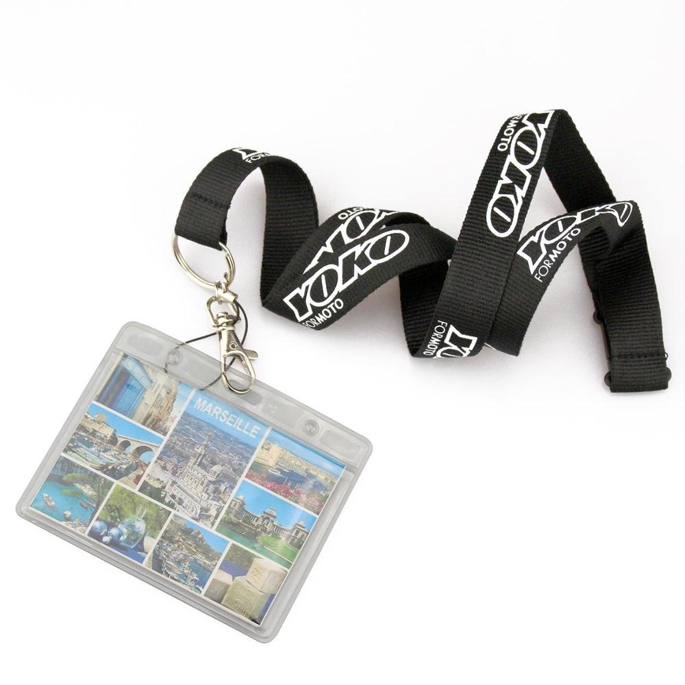 Custom Soft Plastic ID Working Name Badge PVC Card Holder With Neck Strap Polyester Lanyard