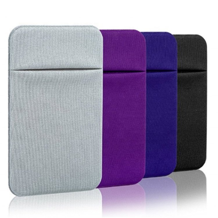 Slim Microfiber Stretch Card Sleeves Stick On Wallet Self Adhesive Smart Phone Pocket Credit Card Holder For Phone